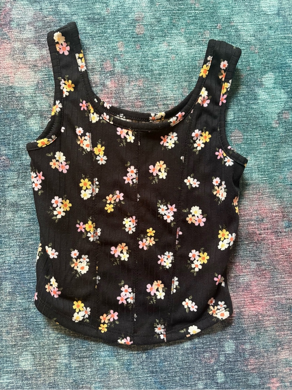 Art Class Girl Black Floral Tank Top
